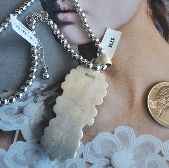 Elegant #8 Turquoise Pendant In Sterling Silver ⭕️✳️@Stella46✳️⭕️🔶️RESERVED🔶️ - Picture 5 of 7